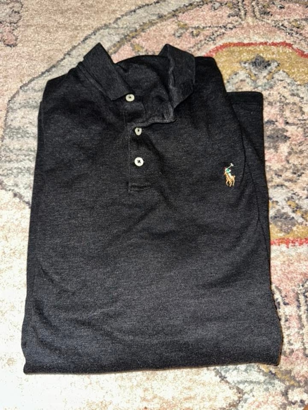 Polo by Ralph Lauren Dark Gray Heather Polo S/S Shirt with Multicolor Pony Logo